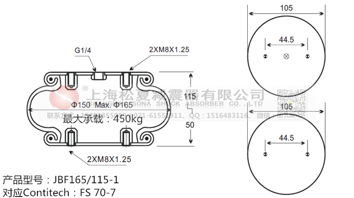 JBF165/115-1橡膠<a href='http://www.yuker.com.cn/' target='_blank'><u>空氣彈簧</u></a>