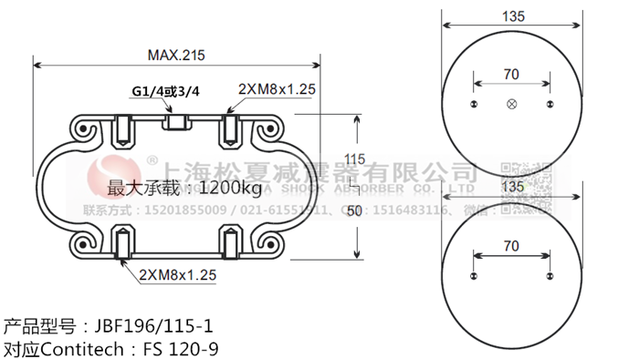 JBF196/115-1橡膠<a href='http://www.yuker.com.cn/' target='_blank'><u>空氣彈簧</u></a>