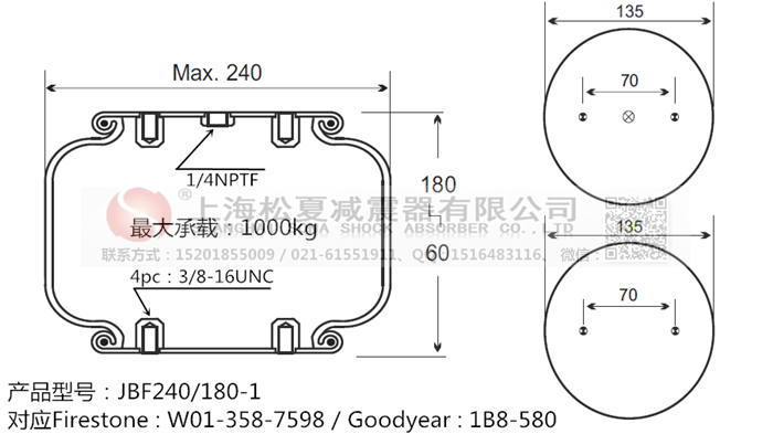 JBF240-180-1橡膠<a href='http://www.yuker.com.cn/' target='_blank'><u>空氣彈簧</u></a>