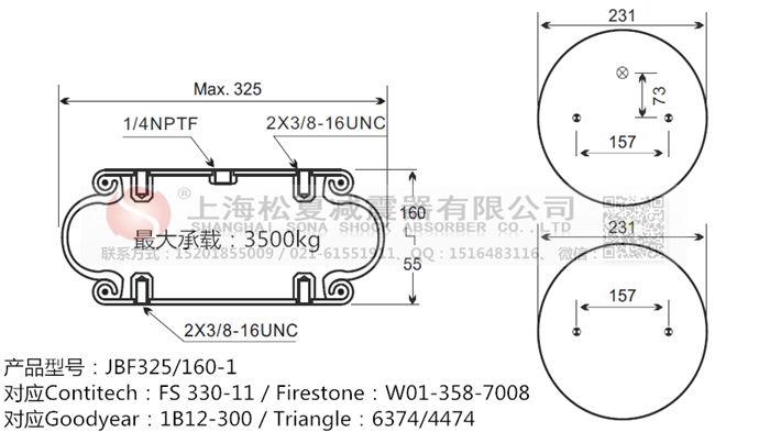 JBF325/160-1橡膠<a href='http://www.yuker.com.cn/' target='_blank'><u>空氣彈簧</u></a>