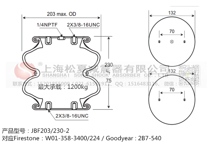 JBF203/230-2橡膠<a href='http://www.yuker.com.cn/' target='_blank'><u>空氣彈簧</u></a>