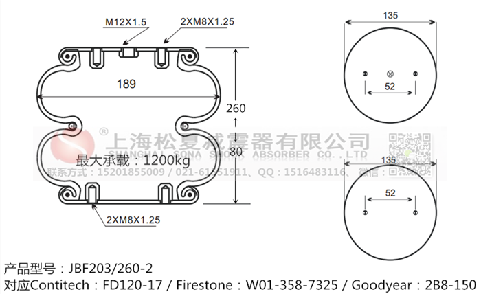 JBF203/260-2橡膠<a href='http://www.yuker.com.cn/' target='_blank'><u>空氣彈簧</u></a>